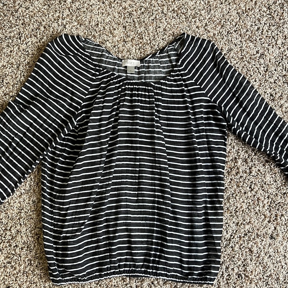 Black and white striped blouse from Loft